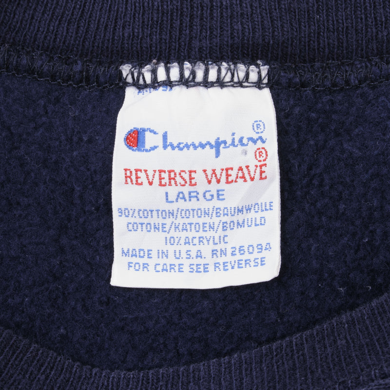 Vintage Blue Champion Small Logo Reverse Weave Sweater 1990S Size Large Made In USA