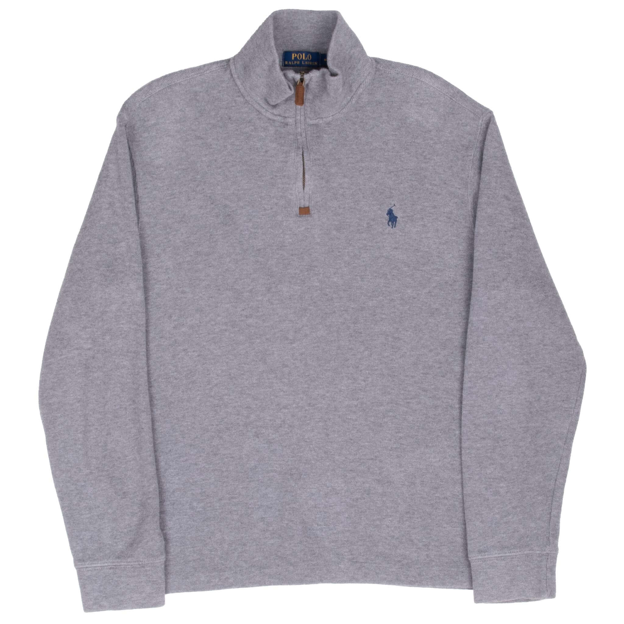 Vintage Polo Ralph Lauren Grey Quarter 1/4 Zip Sweater Size Medium