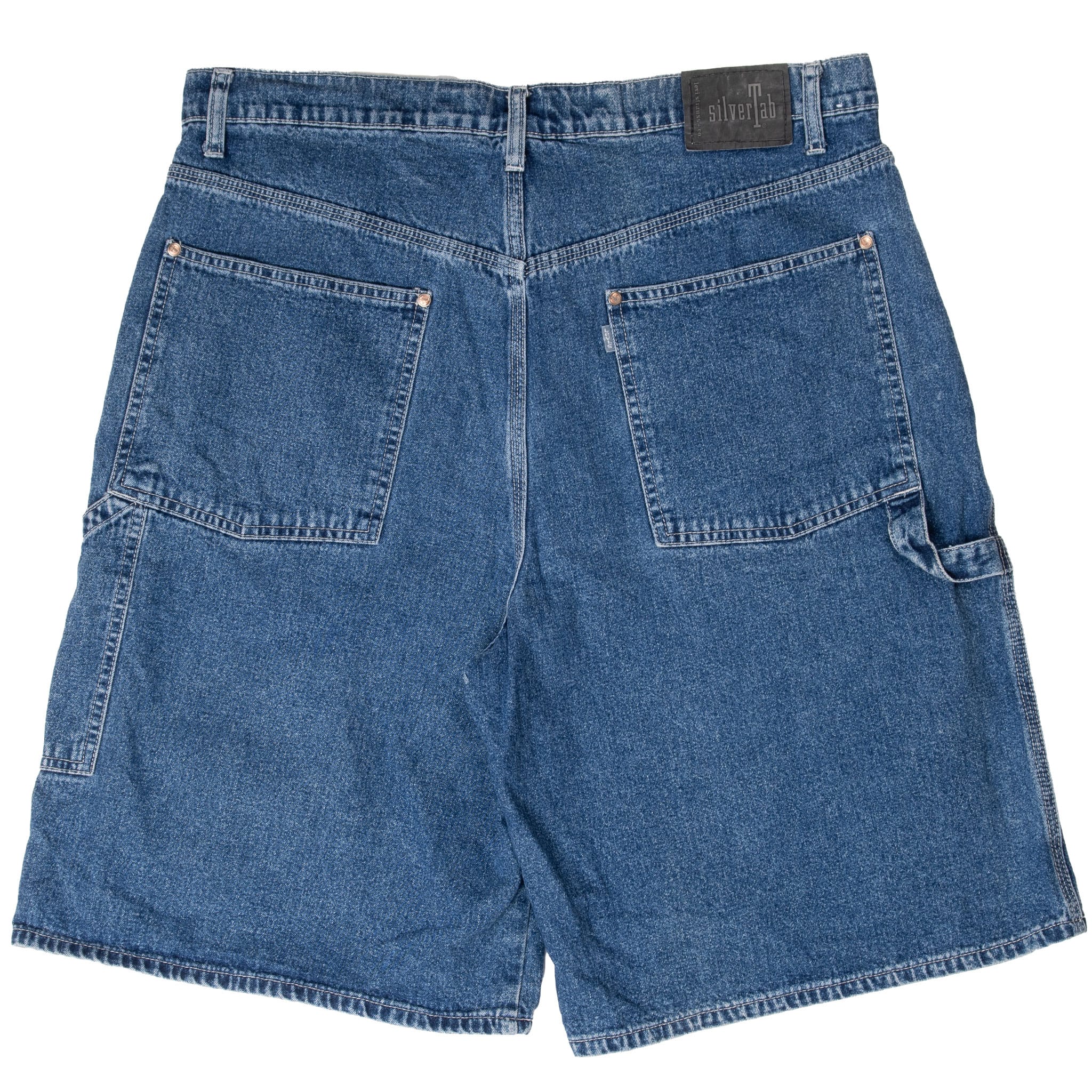 VINTAGE LEVIS SILVER TAB CARPENTER DENIM BLUE SHORTS INDIGO 2000S SIZE 36