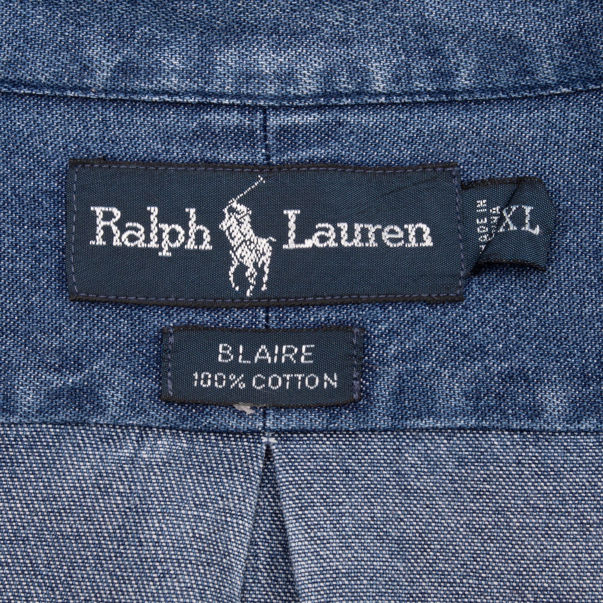 Vintage Polo Ralph Lauren Blue Denim Shirt 1990S Size XL