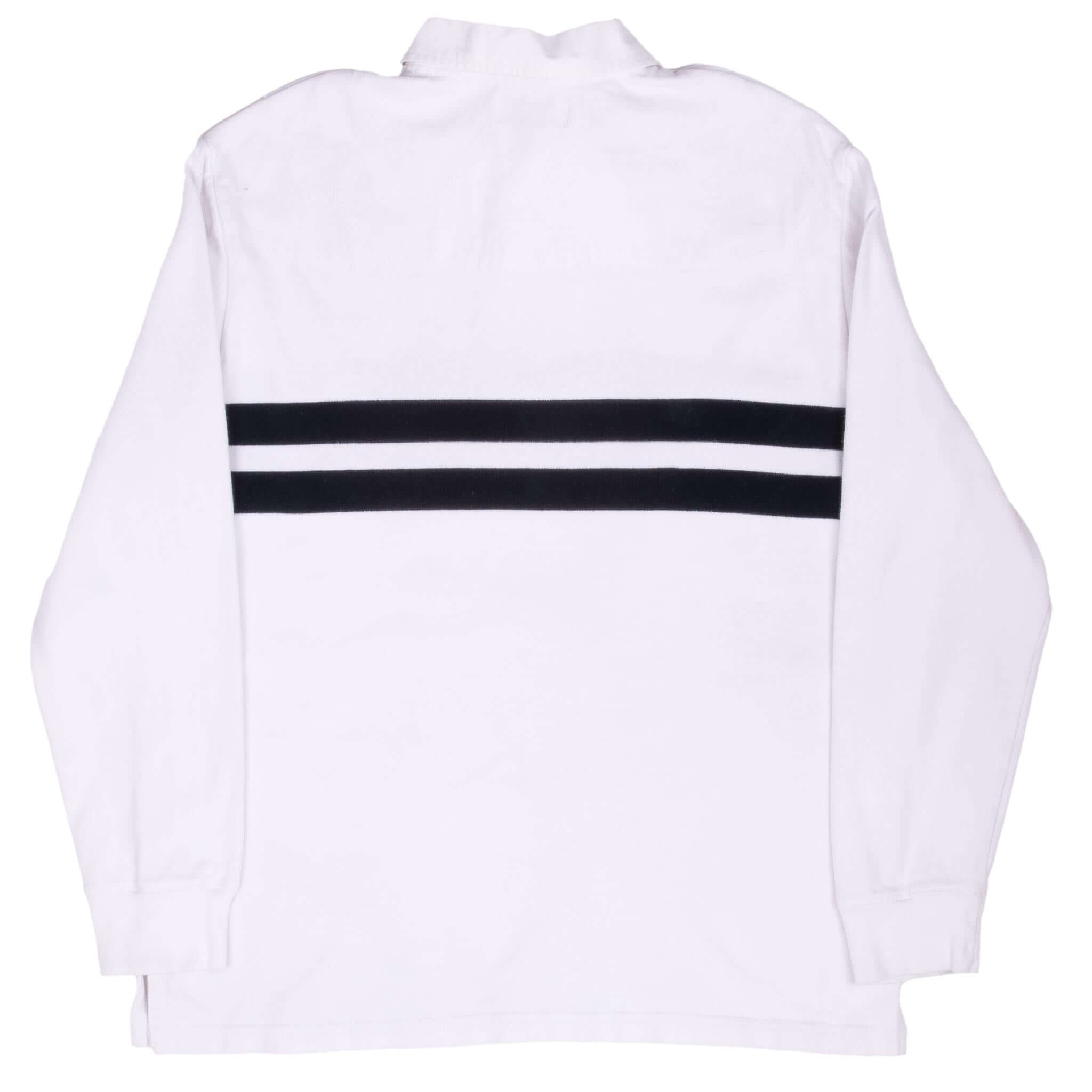 Vintage Ralph Lauren Madison Ave New York White Rugby Polo Shirt 1990S Size Medium