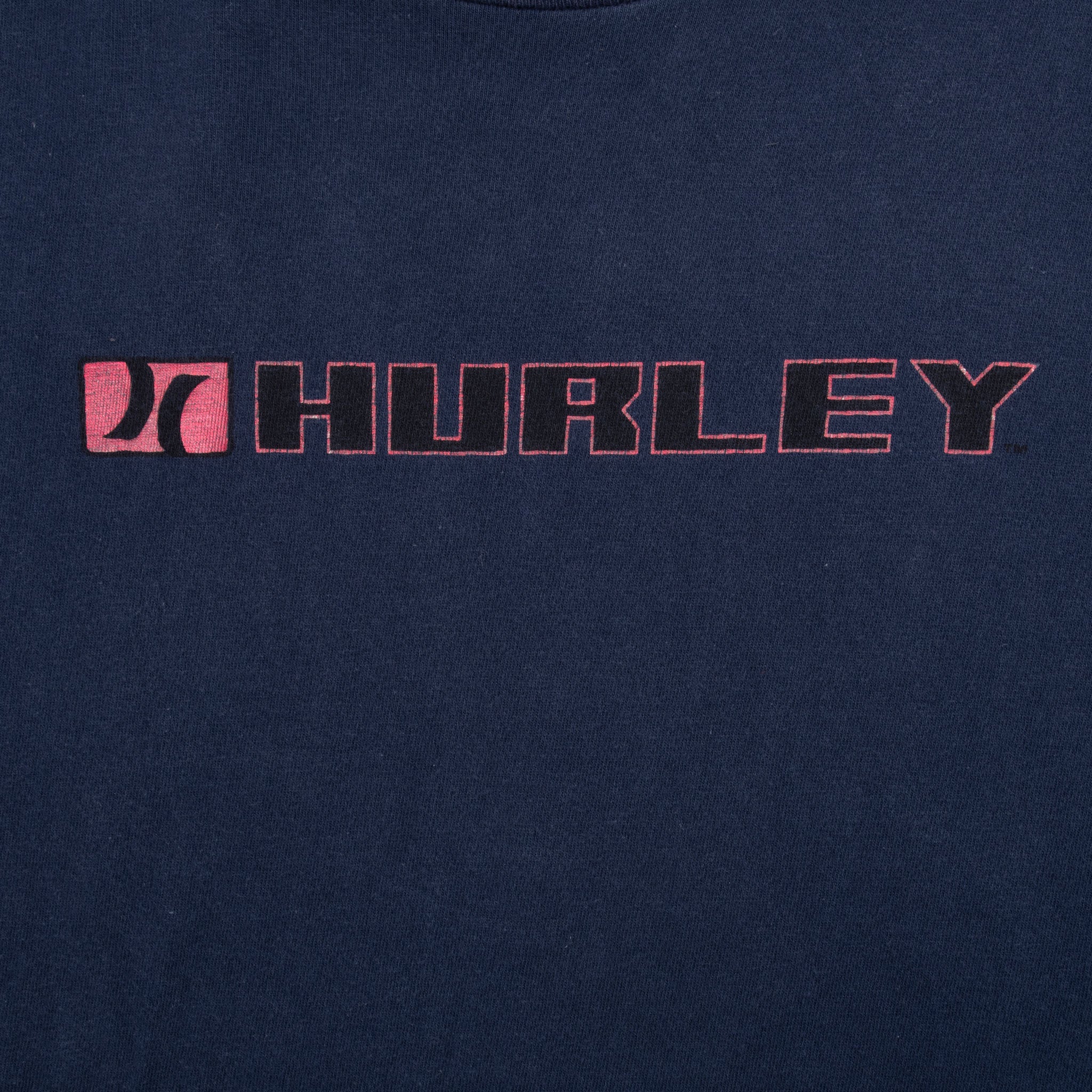 Vintage Hurley Surfing Navy Blue Surf Tee Shirt Early 2000S Size XL Made In USA