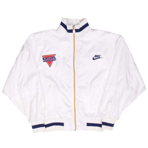 Vintage Nike Track And Field Team Usa White Track Jacket 1980S Size Small Made In USA