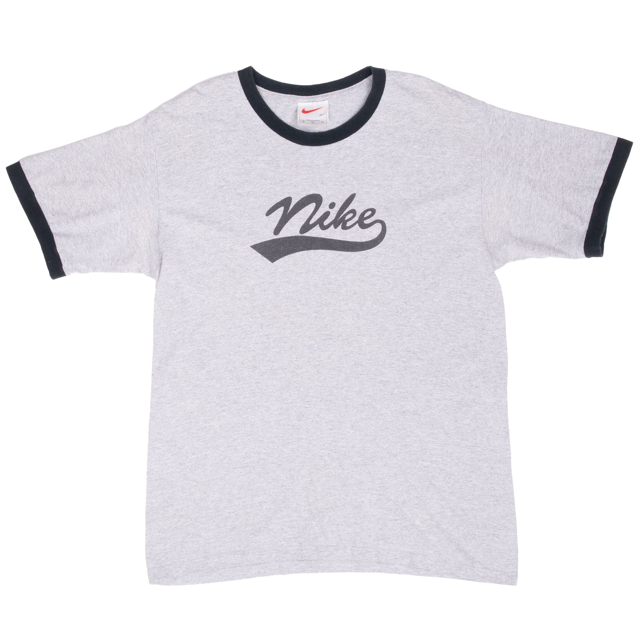 Vintage Nike Spellout Grey Ringer Tee Shirt 1990S Size Medium