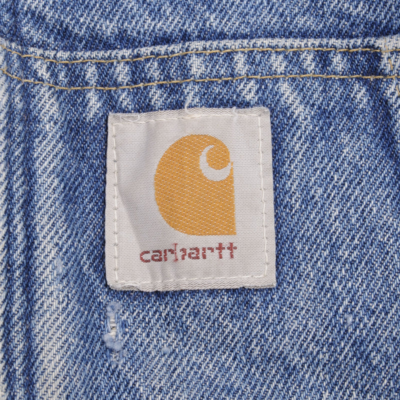 Vintage Carhartt Denim Hooded Active Jacket 1990S Size XL Made In Usa