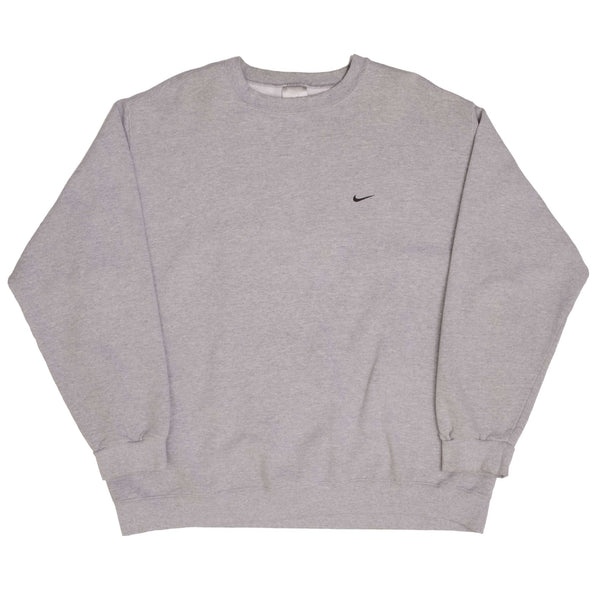 VINTAGE NIKE CLASSIC SWOOSH GRAY SWEATSHIRT 2000S SIZE 2XL