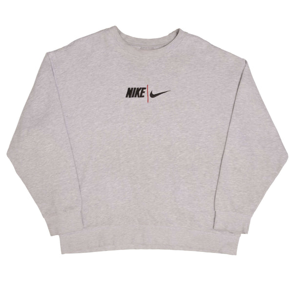 Vintage Nike Spellout Swoosh Grey Crewneck Sweatshirt 2000S Size XL