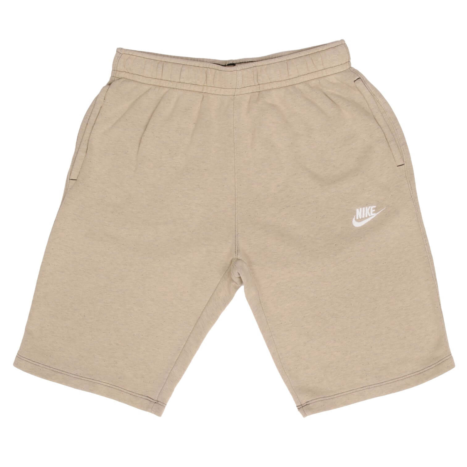 Vintage Nike Classic Swoosh Custom Made In The USA Sandstone Mid Length Shorts Available in Size Small, Medium, Large and XL. Up-cycled from Nike Joggers and Dye to a Pastel Sandstone color