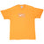 Full front of orange Nike T-shirt with white center Swoosh over tonal grid graphic