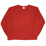 Vintage Nike Classic Swoosh Red Crewneck Sweatshirt 1990S Size XL Made In USA