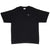 Full front view of black Nike short-sleeve T-shirt with white Swoosh