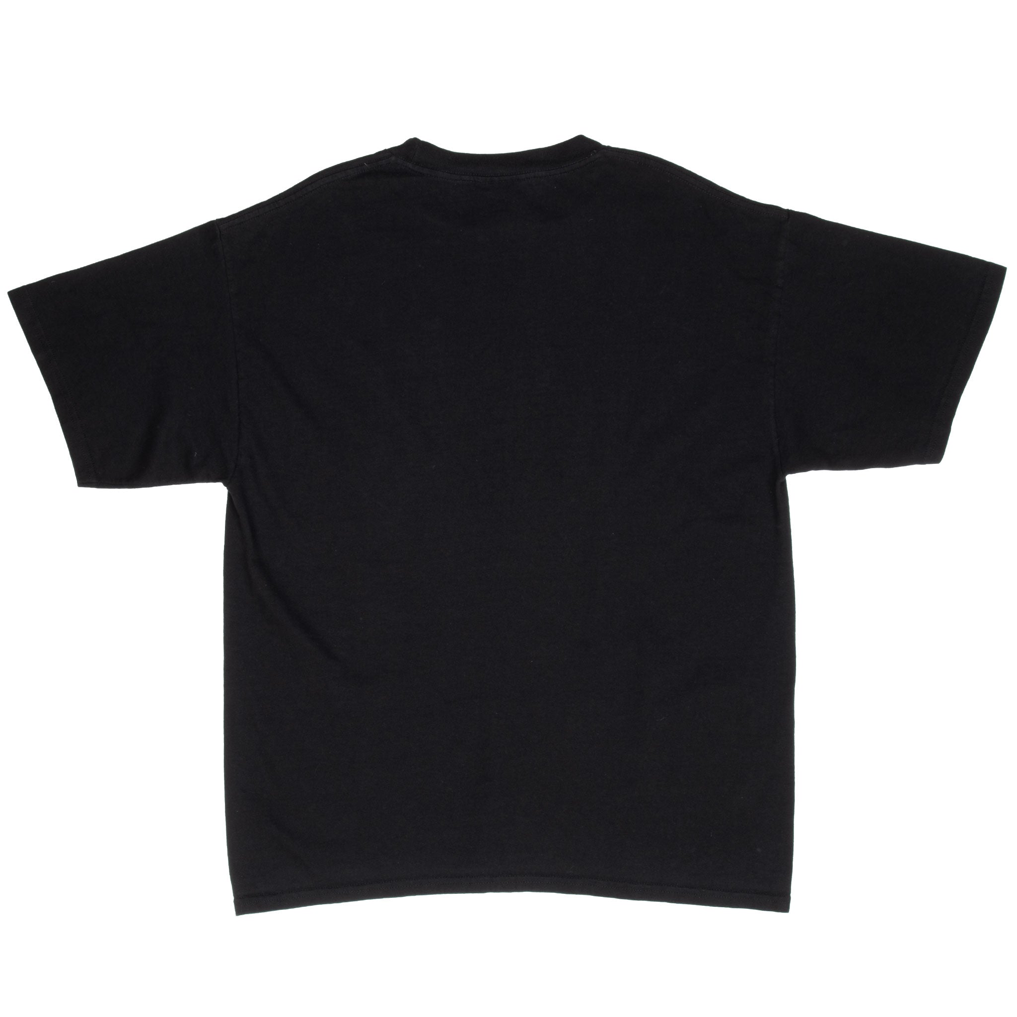 Full back view of plain black Nike short-sleeve T-shirt