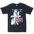 Full front of black Nike Andre Agassi T-shirt with layered tennis graphic and Swoosh