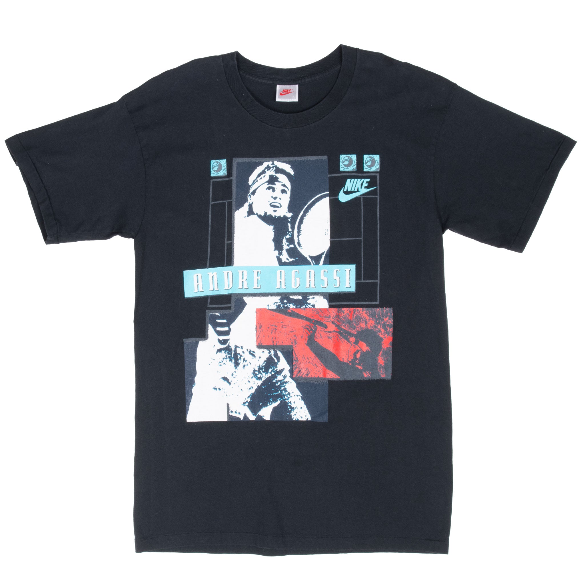Vintage Nike Andre Agassi Tee Shirt Early 1990S Medium Made In USA With Single Stitch Sleeves