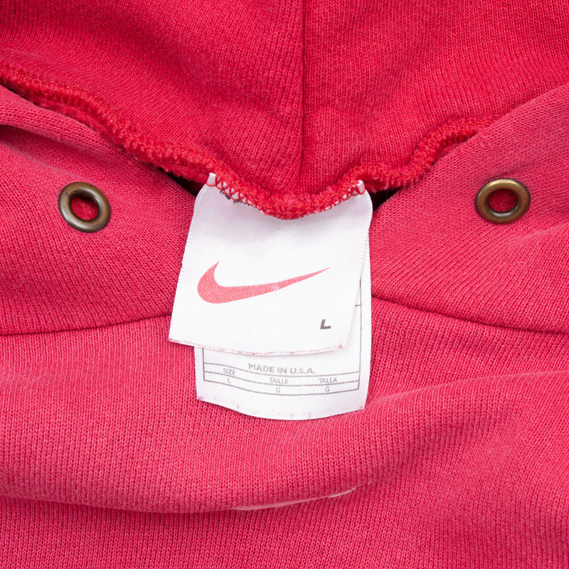 Vintage Nike Center Swoosh Travis Scott Red Hoodie Sweatshirt 1990S Size Large