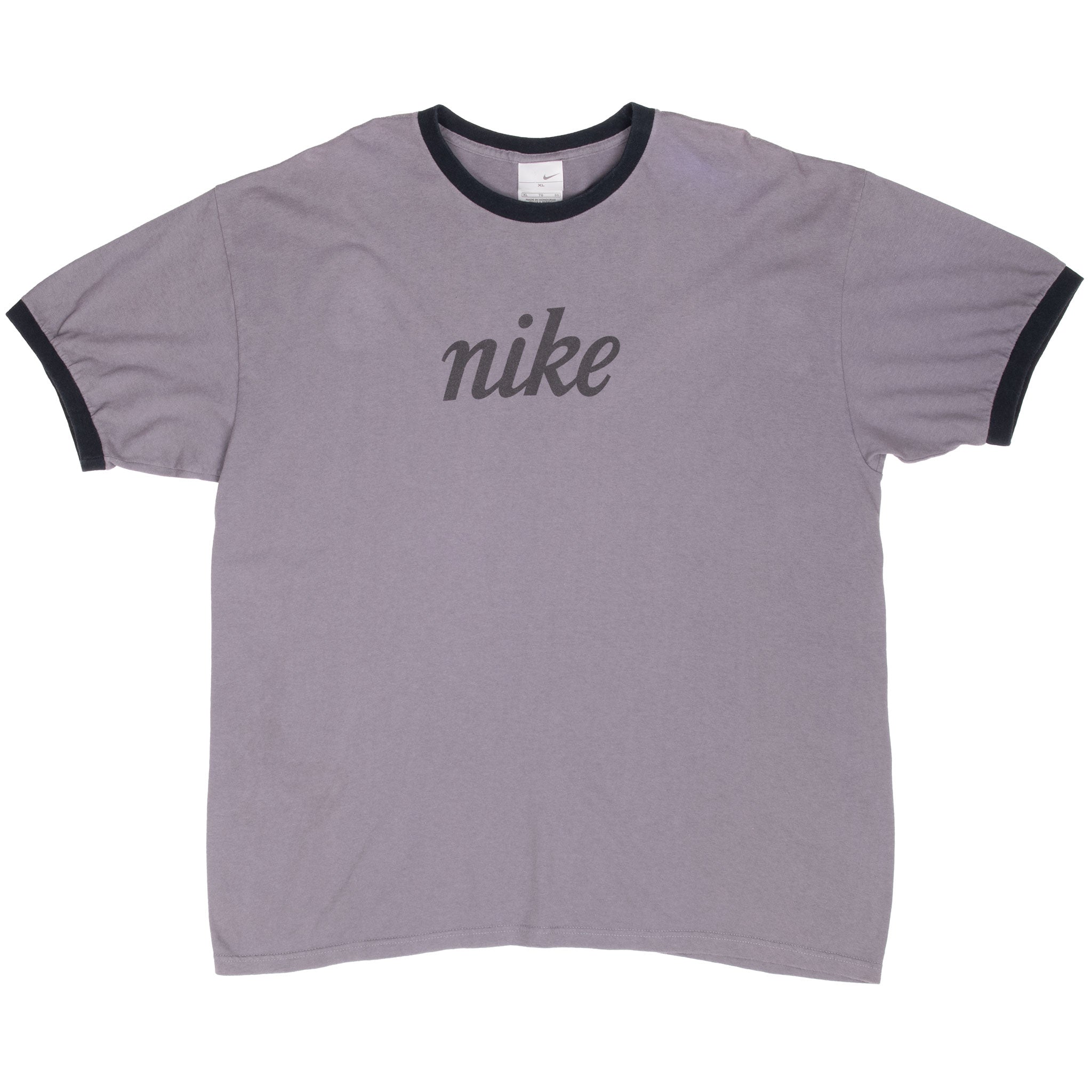 Vintage Nike Spellout Grey Ringer Tee Shirt 2000S Size XL