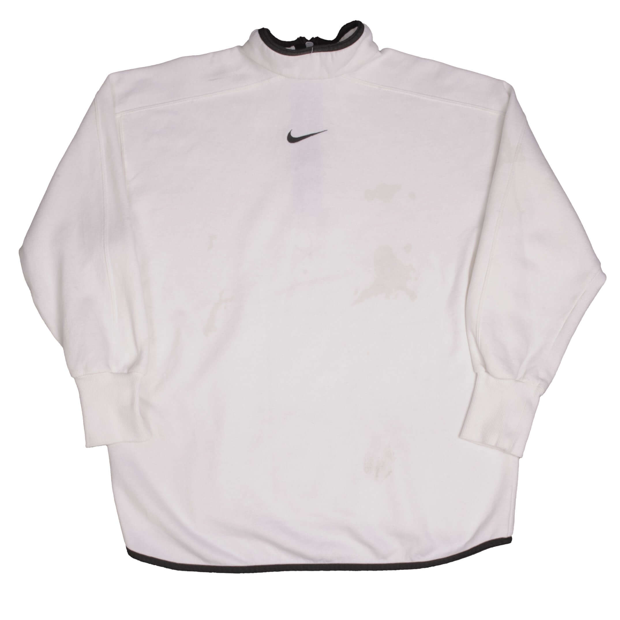 Vintage Nike Middle Swoosh White Sweatshirt 1990s Size Large Made In USA