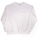 Vintage White Nike Classic Small Swoosh Sweatshirt 2000S Size 2XL