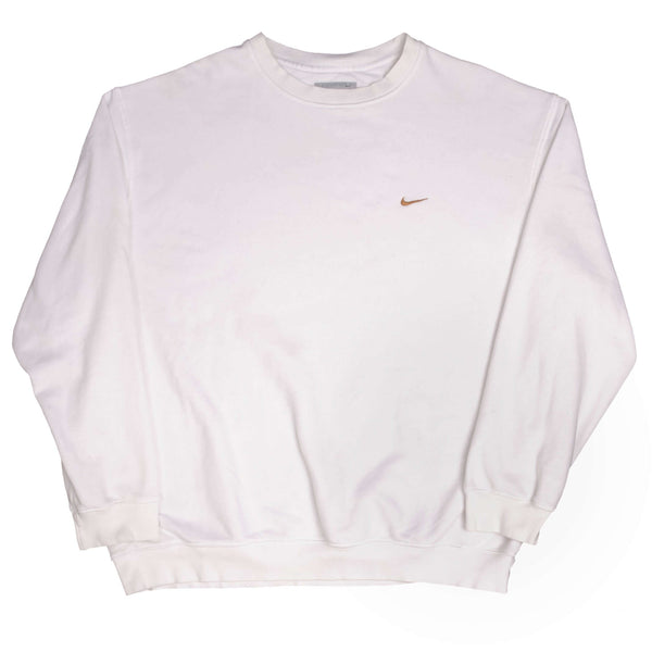 Vintage White Nike Classic Small Swoosh Sweatshirt 2000S Size 2XL