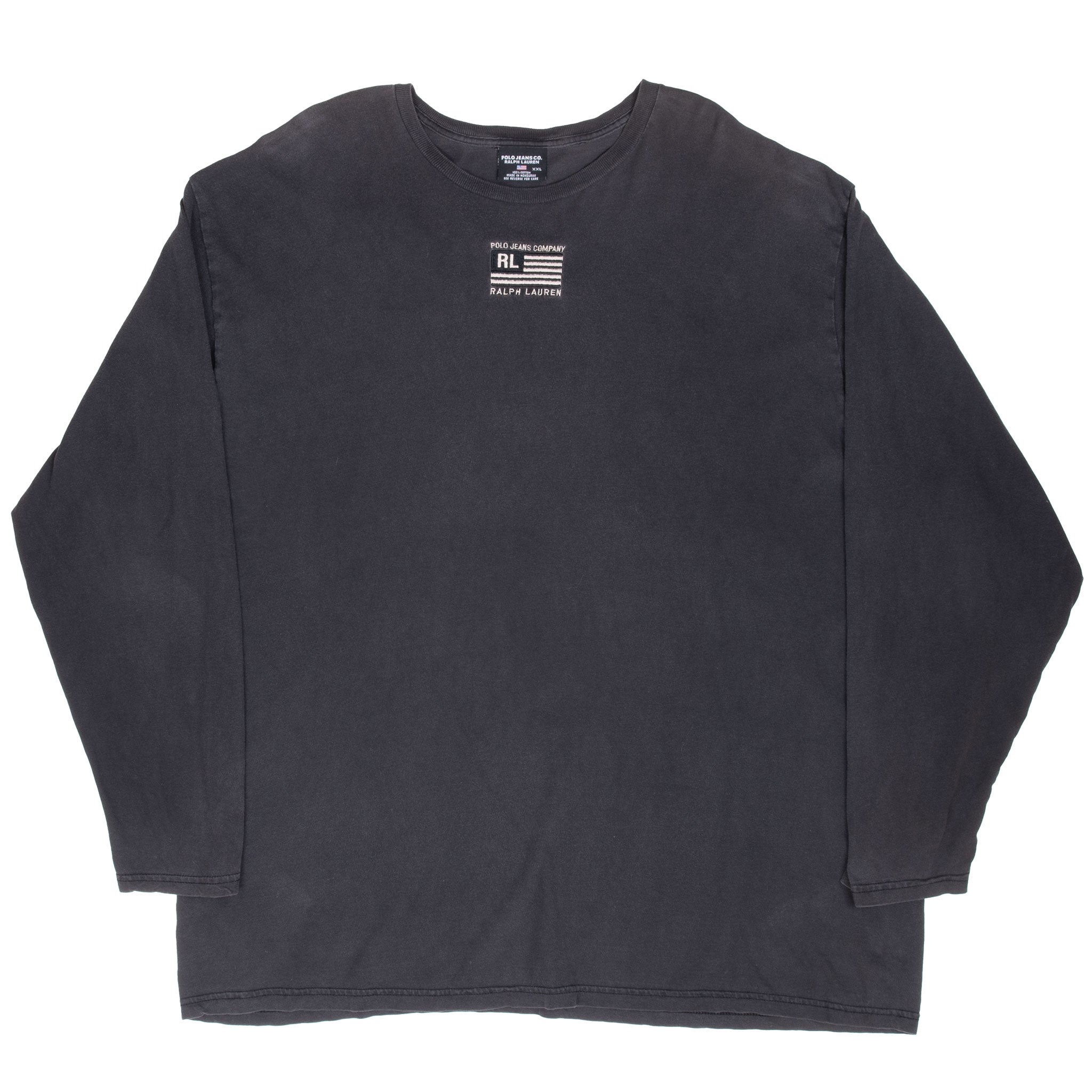 Vintage Ralph Lauren Polo Jeans Co Black Long Sleeve Tee Shirt 1990S Size 2XL