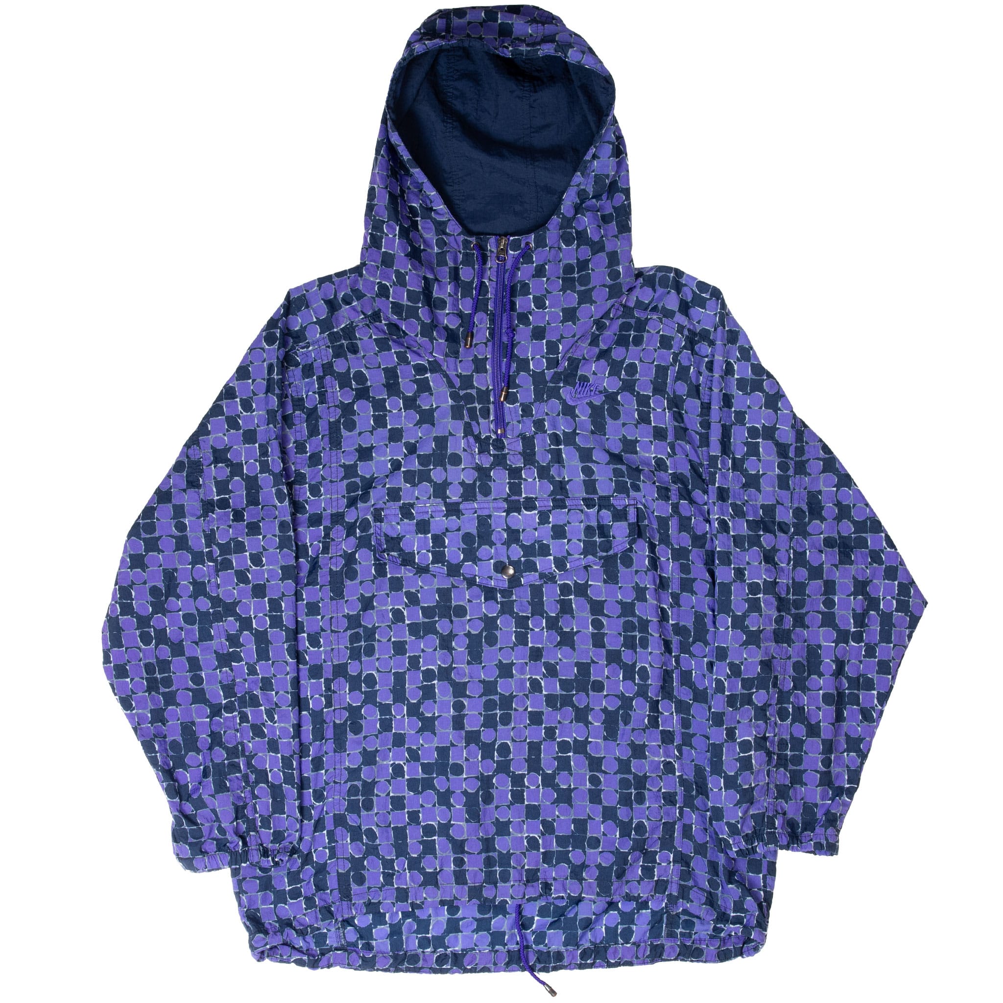 VINTAGE NIKE PURPLE DOTTED SWOOSH PULLOVER JACKET 1990S SMALL WOMEN