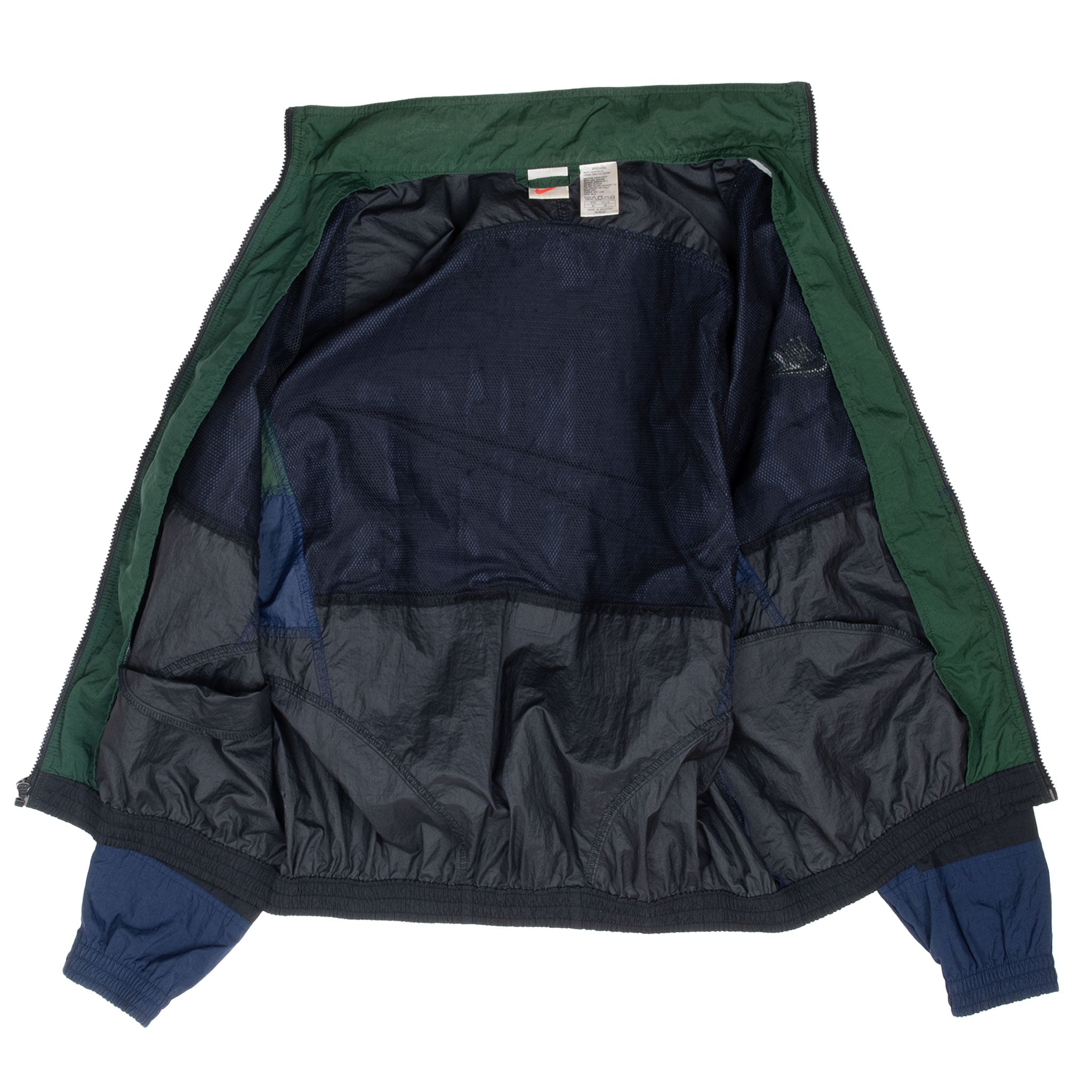 Vintage Nike Blue Black Green Big Swoosh Windbreaker Jacket 1990S Size Medium