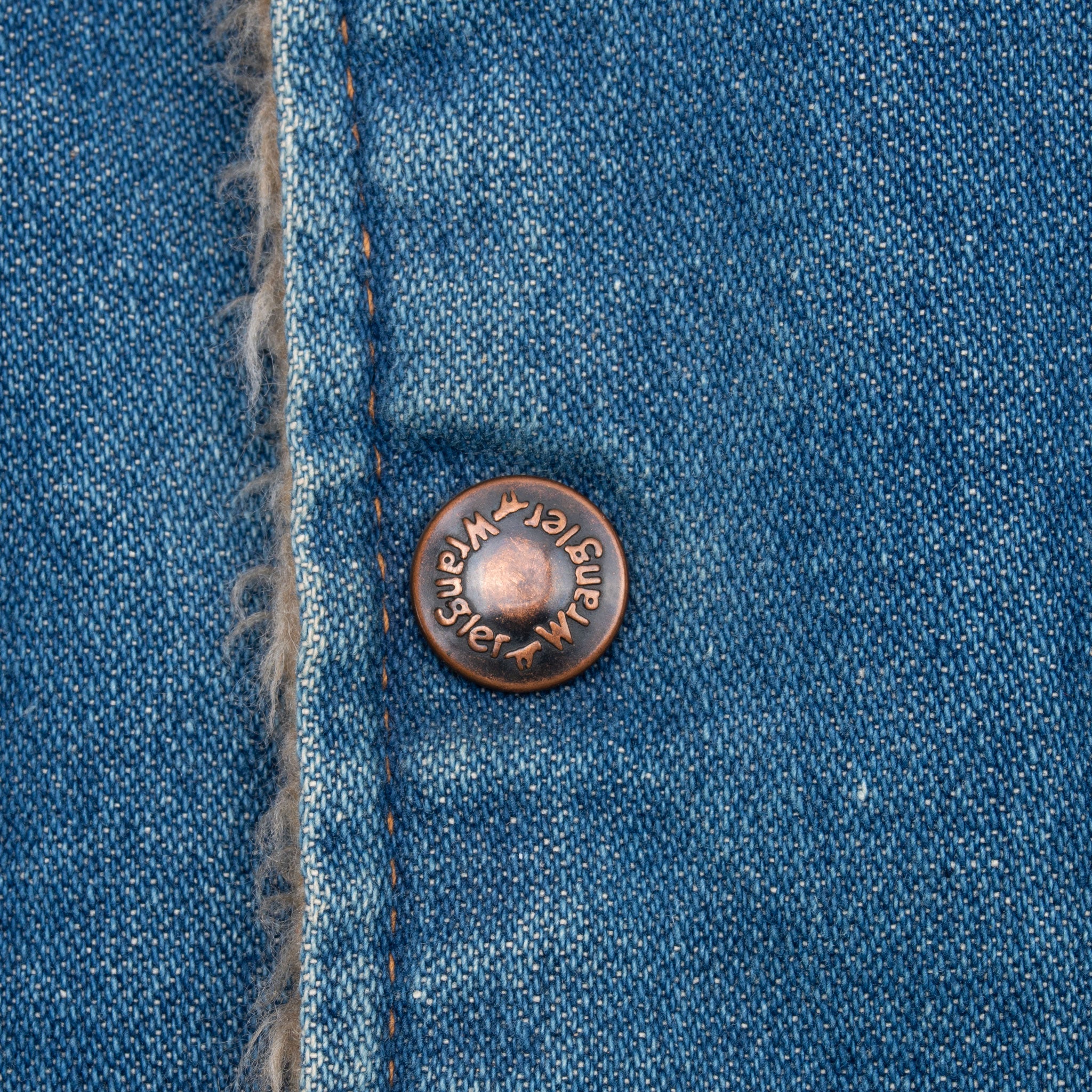 Vintage Wrangler Fur Lined Denim Jacket 74227Nv 1970S Size 38 Made In Usa