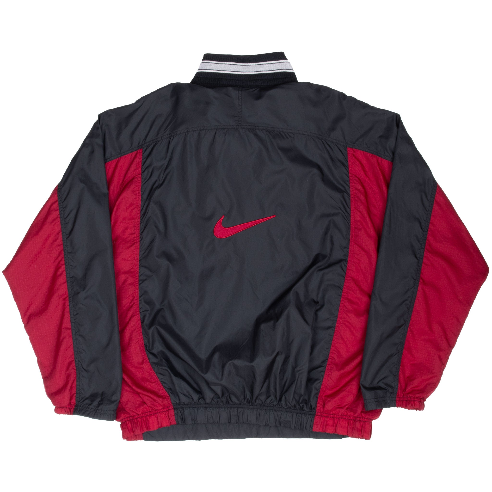 Vintage Nike Center Swoosh Black Red Pullover Windbreaker Jacket 1990S Size Large