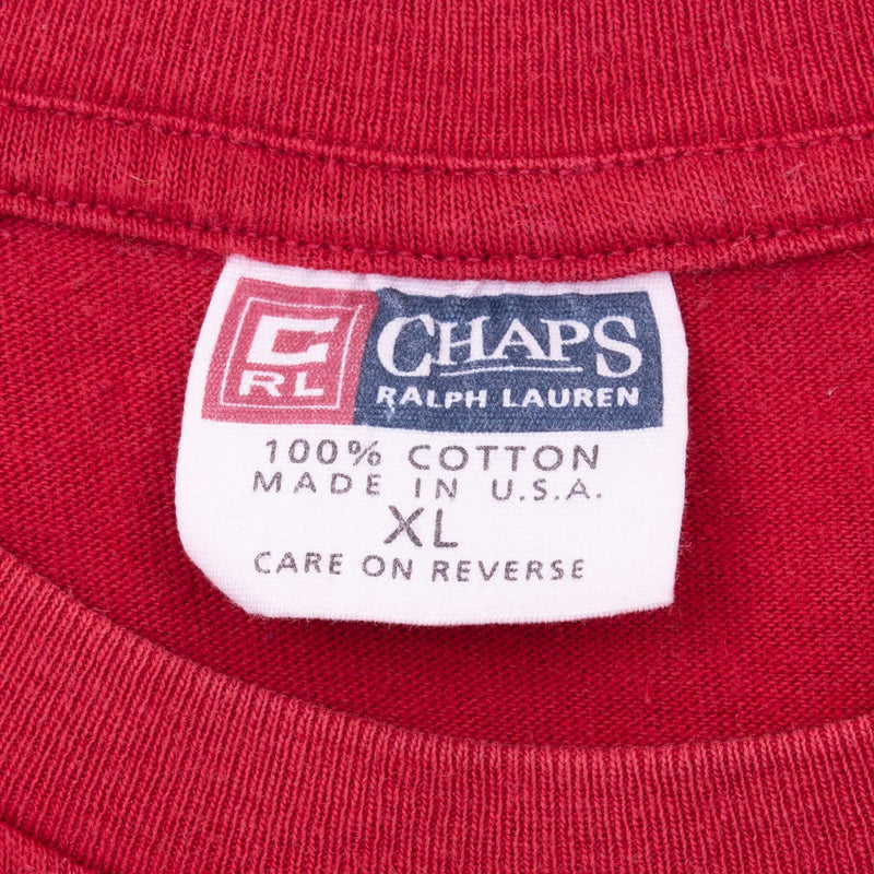 Vintage Chaps Ralph Lauren Red Tee Shirt 1990S Size XL Made In Usa