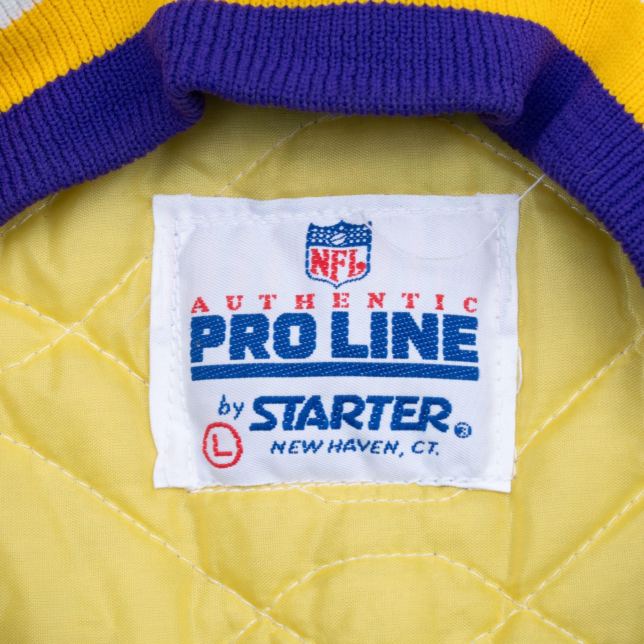 Vintage Nfl Minnesota Vikings Satin Starter Bomber Jacket 1990S Size Large Made In Usa