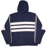 Vintage Adidas Navy Blue Nylon Windbreaker Hooded Jacket 1990S Size Large
