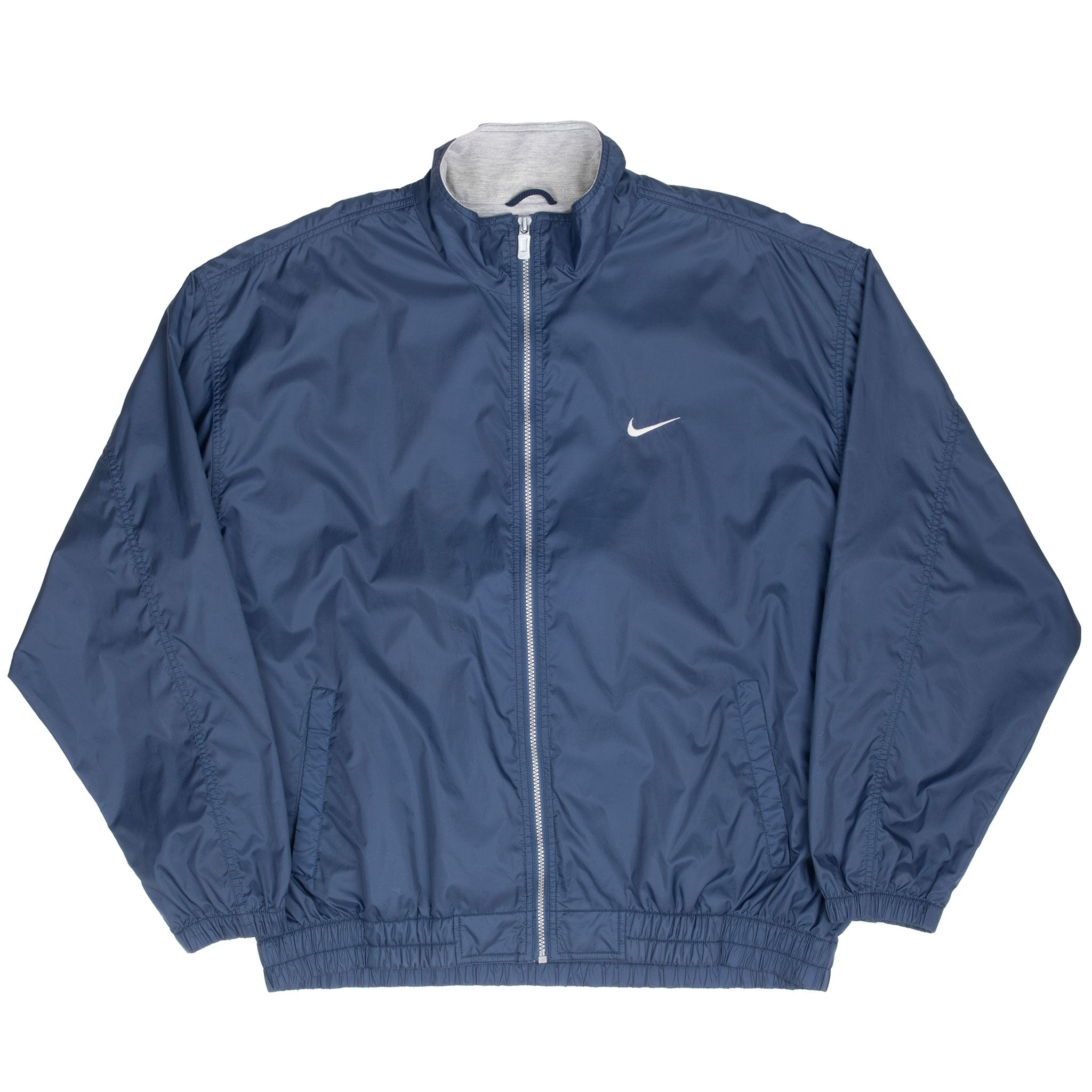 Vintage Nike Classic Swoosh Navy Blue Windbreaker Jacket 1990S Size XL