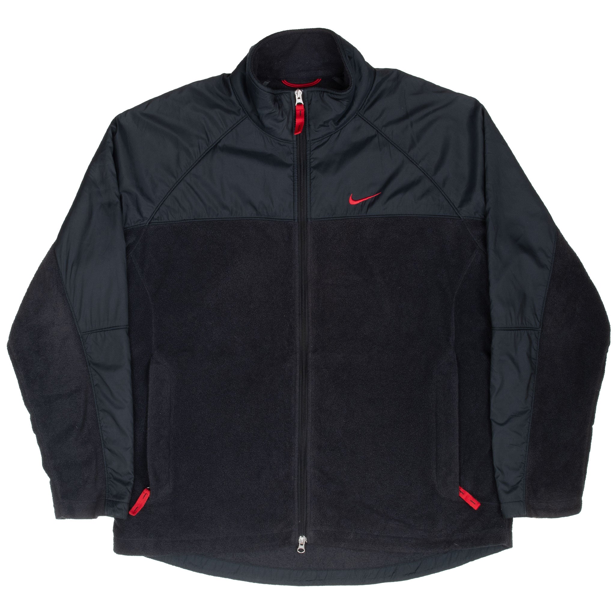 Vintage Nike Classic Swoosh Black Fleece Jacket 2000S Size XL