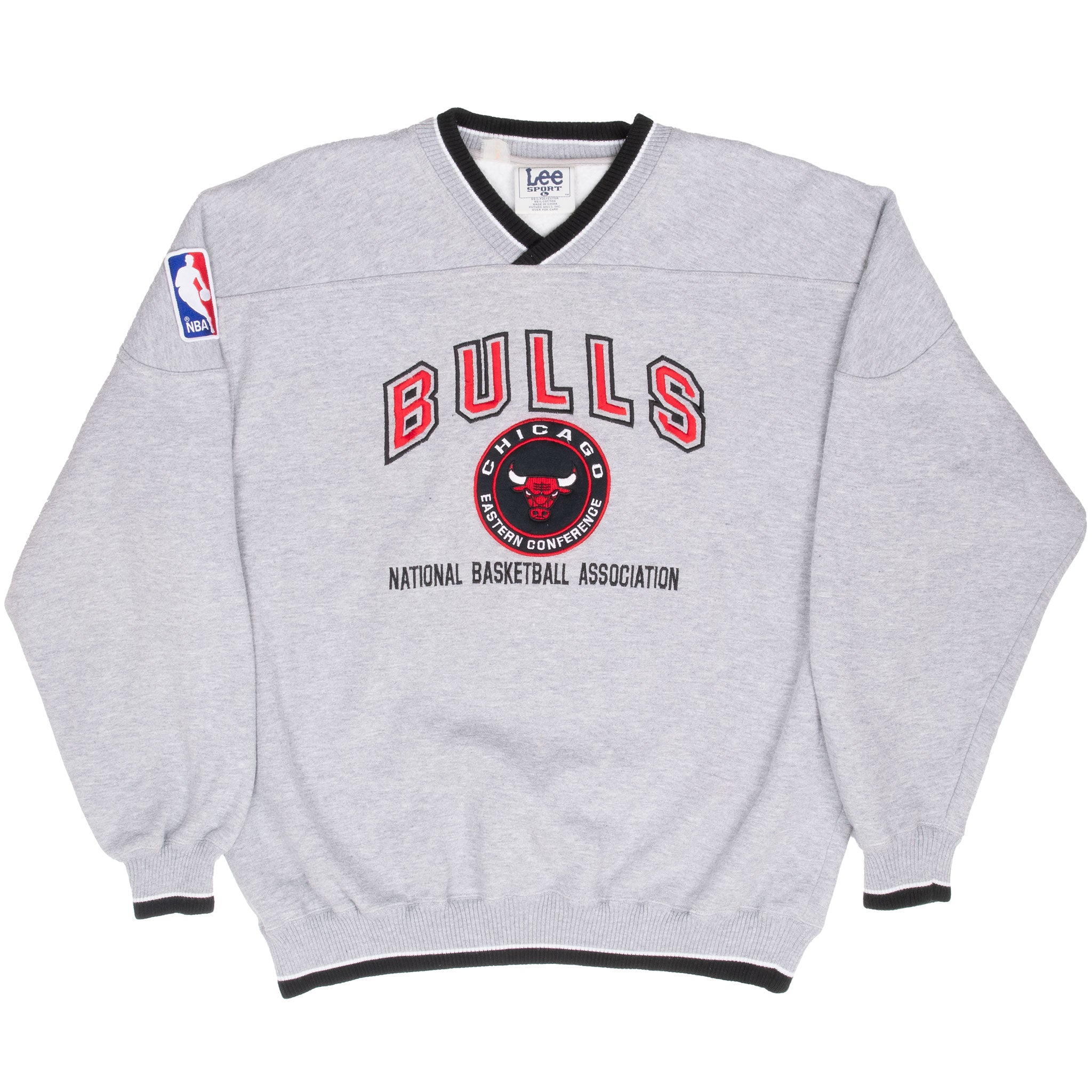 Vintage Nba Chicago Bulls Embroidered 1990S Grey Sweatshirt Size Large