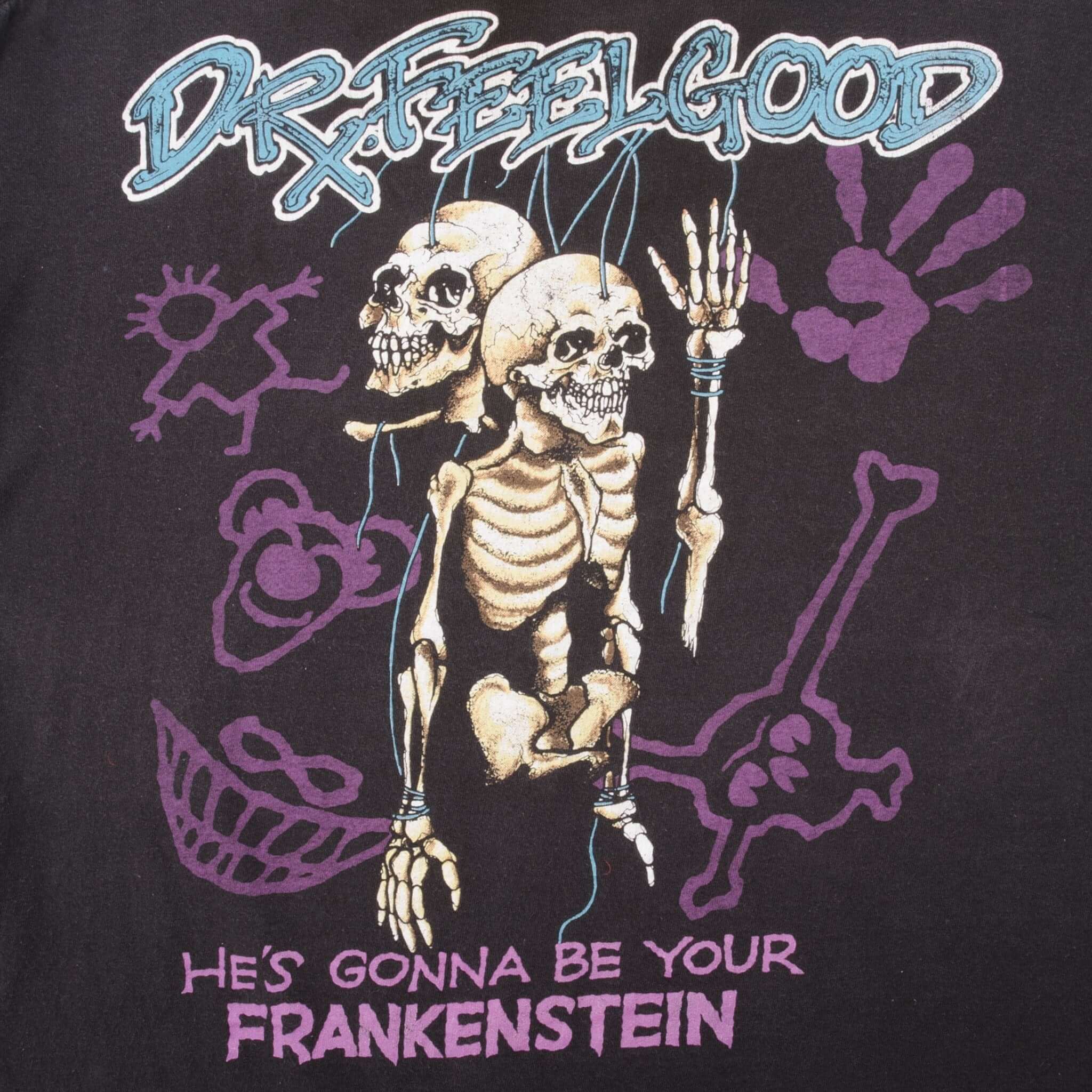 Vintage Motley Crue Dr. Feelgood He's Gonna Be Your Frankenstein Tee Shirt Size Medium With Single Stitch Sleeves