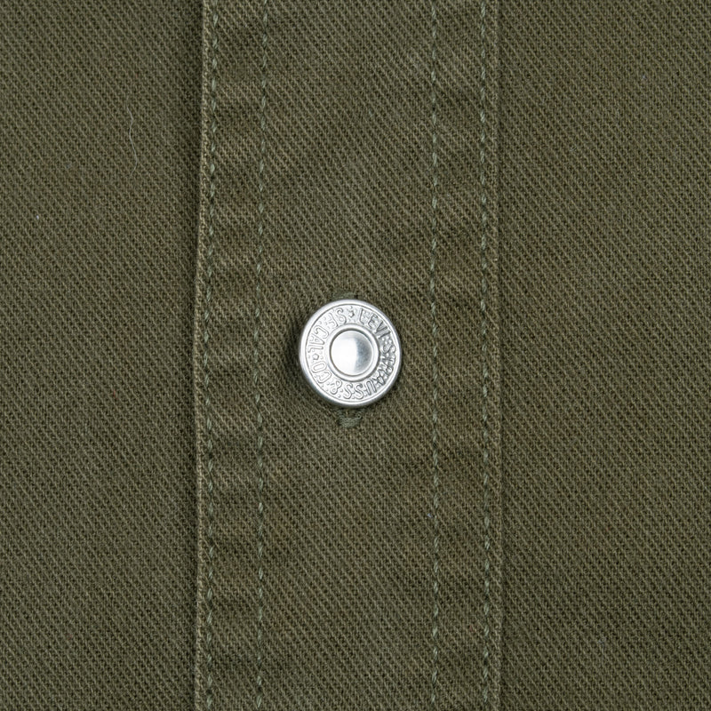 Vintage Levis Pocket Olive Green Denim Shirt 2000S Size Large