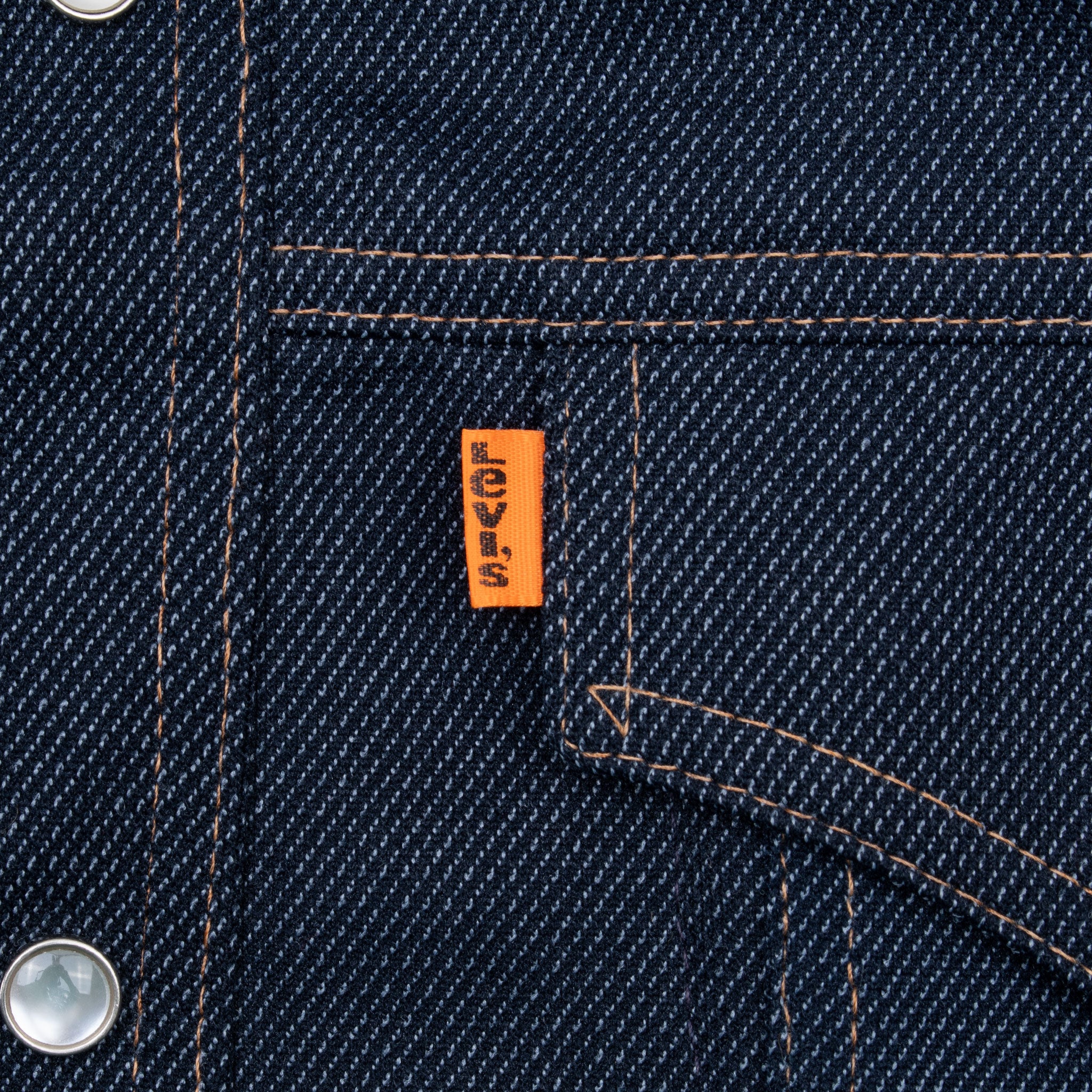 Vintage Levis Orange Tab Two Pockets Pearl Button Jacket 1970S Size Large Long