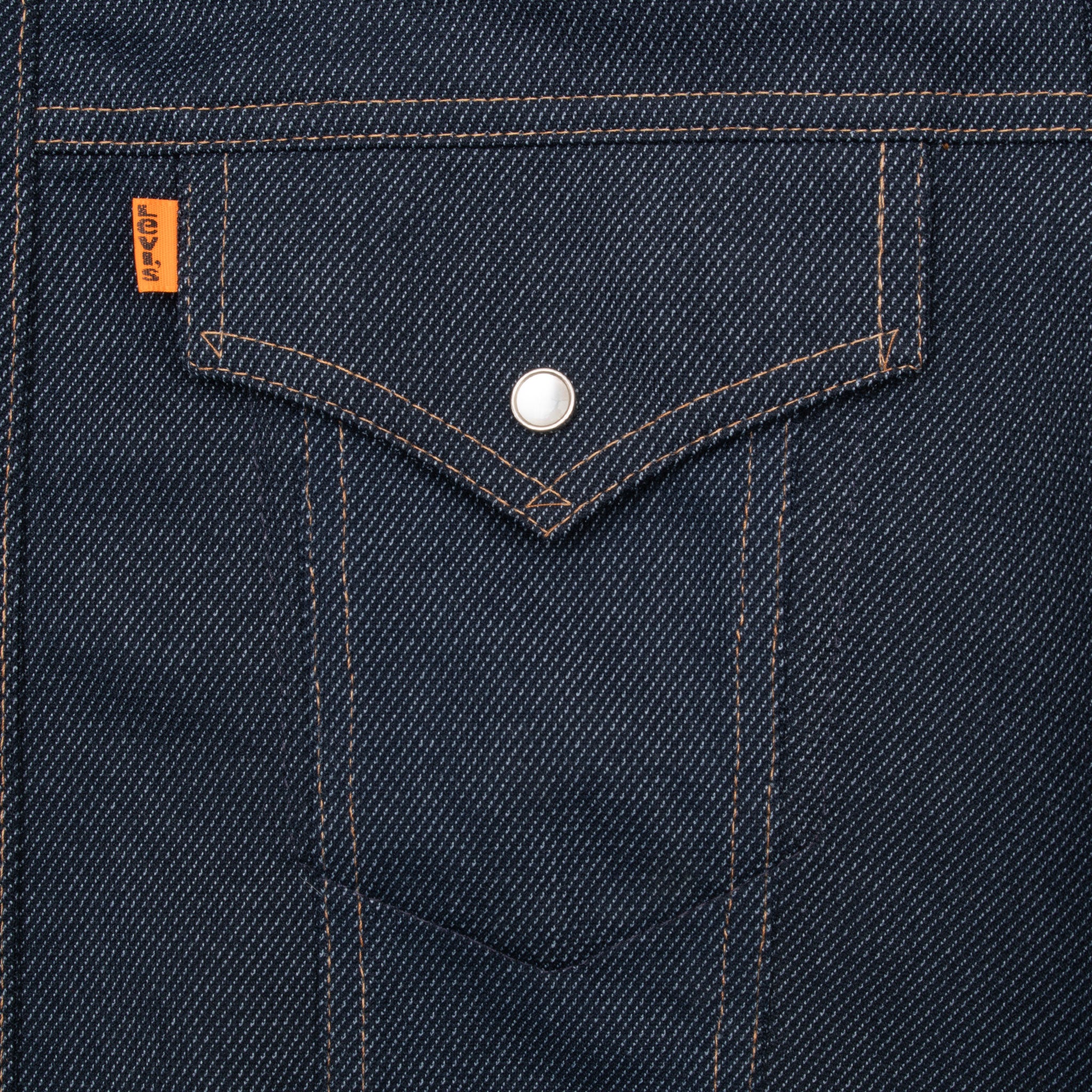 Vintage Levis Orange Tab Two Pockets Pearl Button Jacket 1970S Size Large Long