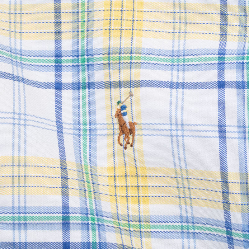 Vintage Ralph Lauren Yellow White Plaid Checker Shirt 1990S Size XL