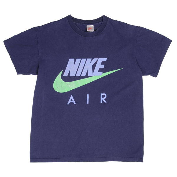 Vintage Nike Air Spellout Navy Blue Tee Shirt Early 1990S Size Large Made In Usa With Single Stitch Sleeves