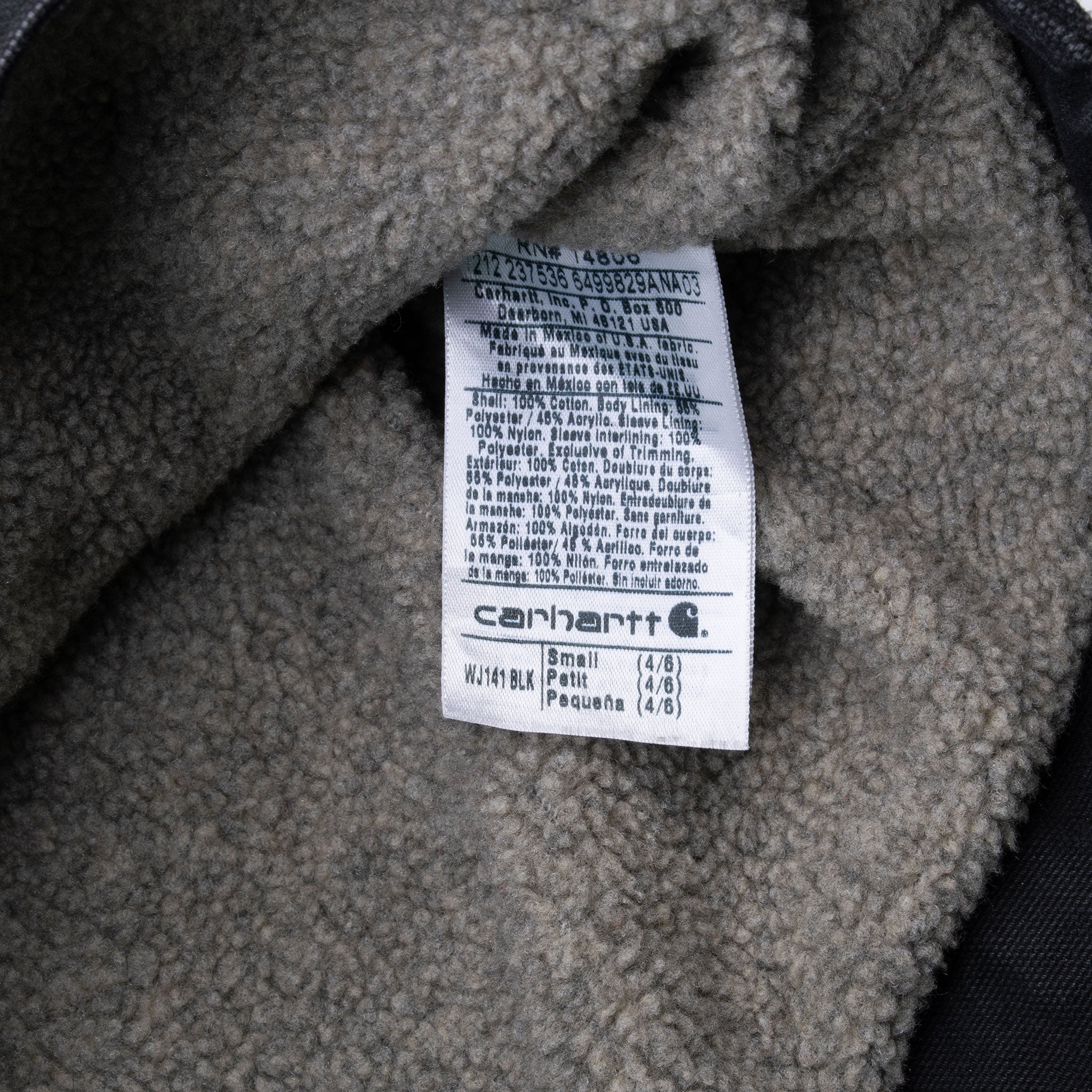 Vintage Carhartt Black Sherpa Lined Woman Active Jacket Wj141Blk Size Small