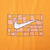 Close-up of white Nike Swoosh over abstract orange and brown grid print