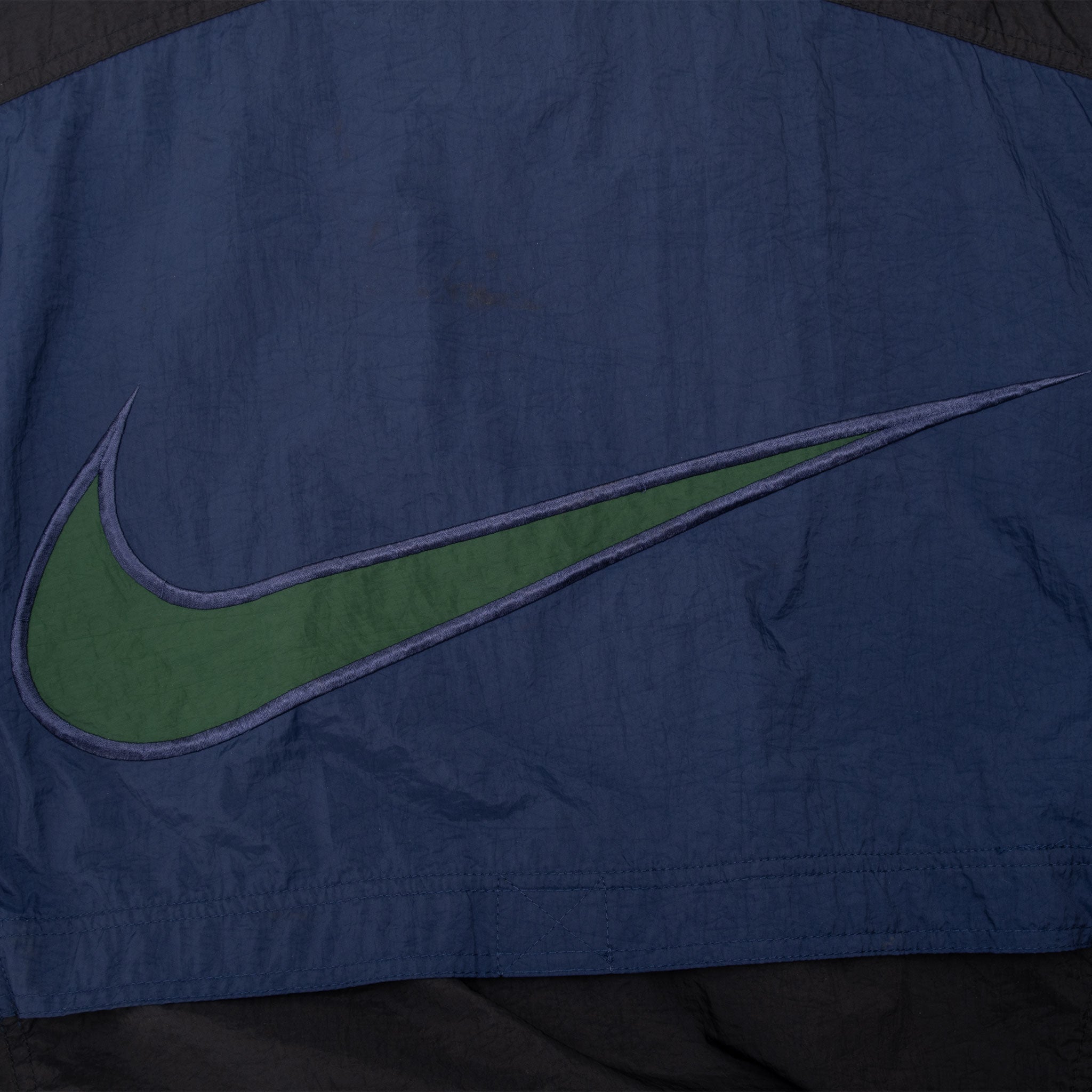 Vintage Nike Blue Black Green Big Swoosh Windbreaker Jacket 1990S Size Medium