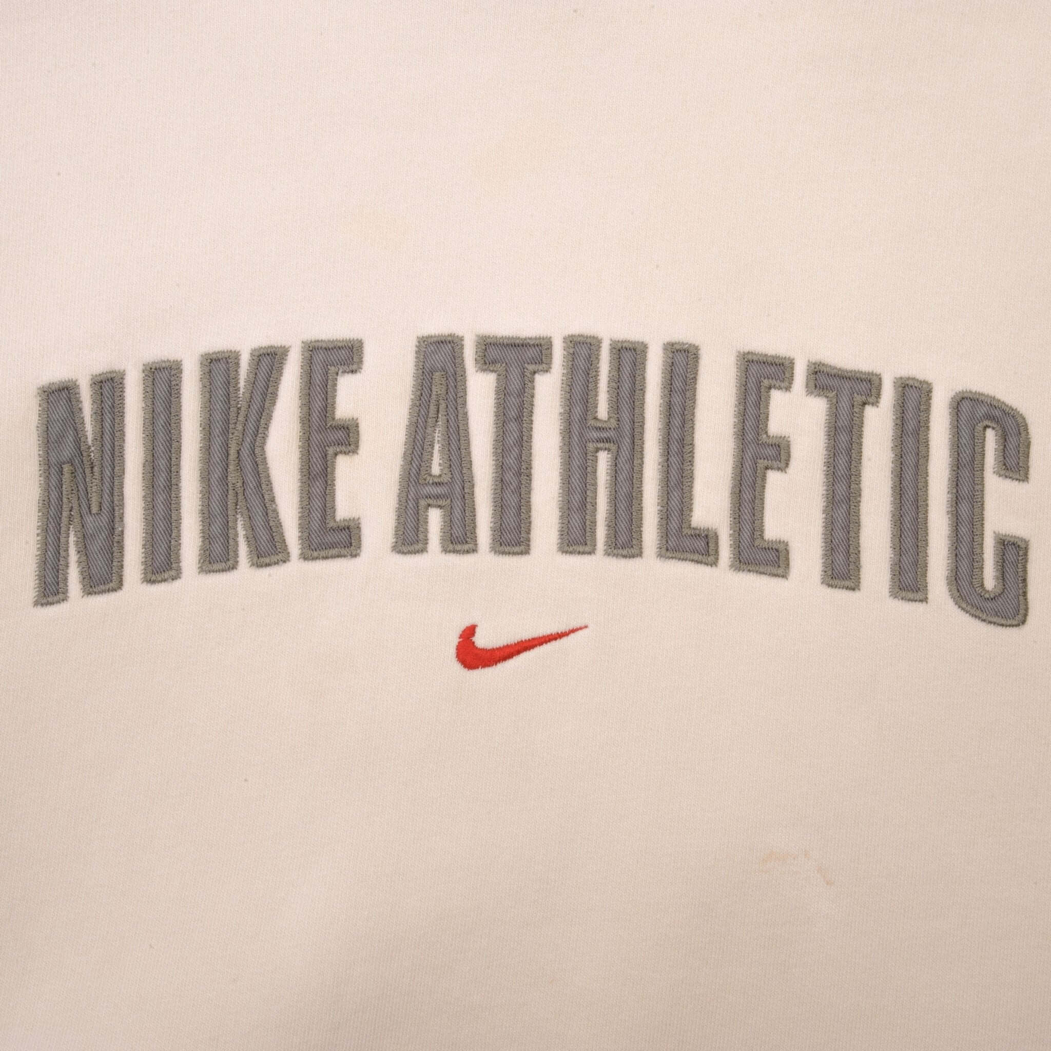 Vintage Nike Athletic Spellout Swoosh Beige Crewneck Sweatshirt 2000S Size XL