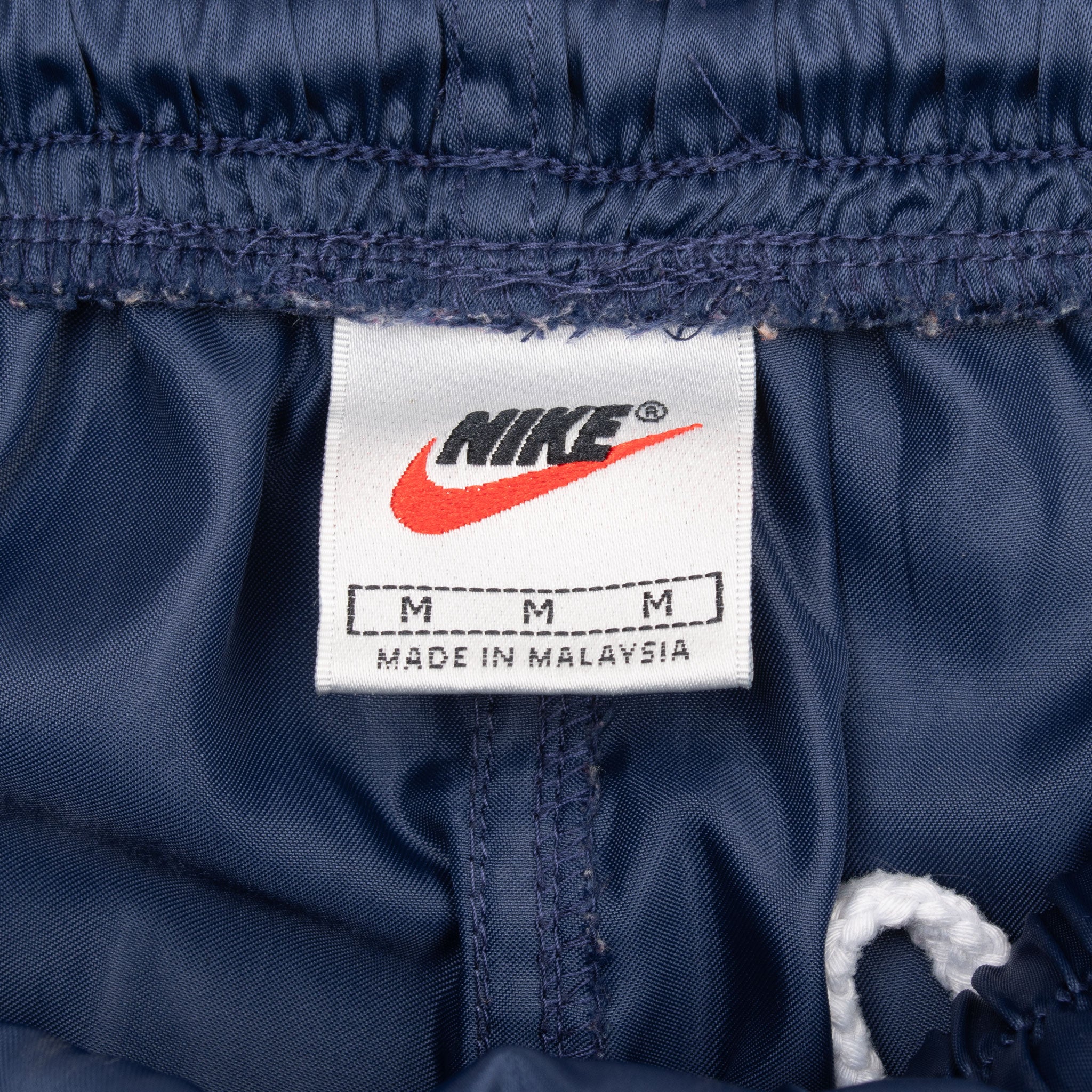 Vintage Nike Blue & White Classic Swoosh Track Shorts 1990S Size Medium