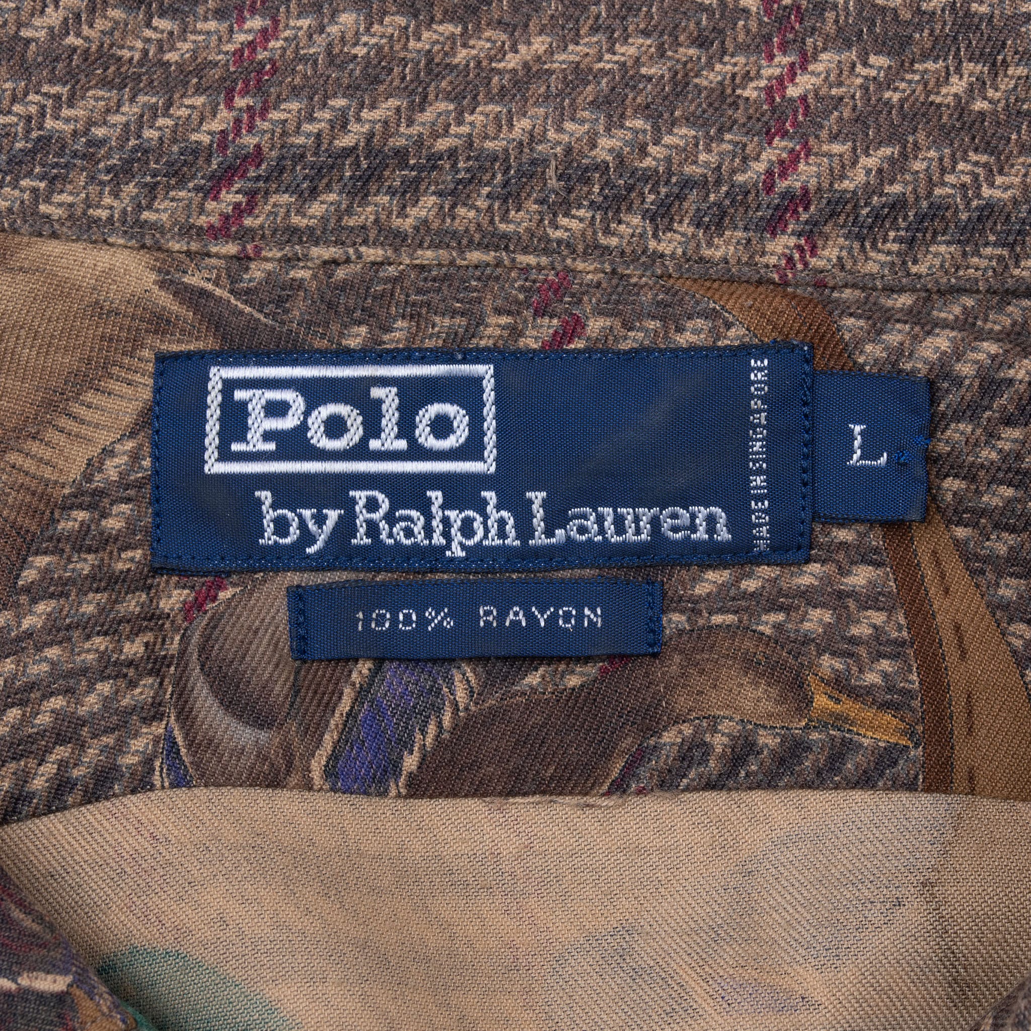 VINTAGE RALPH LAUREN BROWN PLAID DUCK HUNTING SHIRT 1990S SIZE LARGE