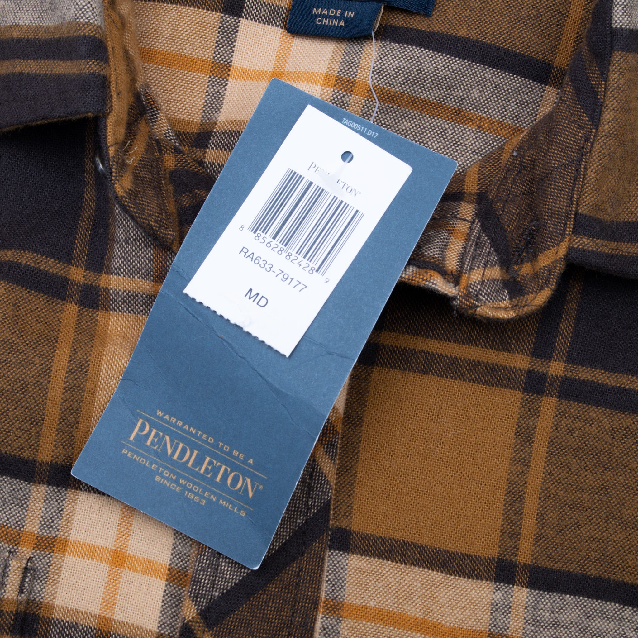 VINTAGE PENDLETON BROWN PLAID FLANNEL SHIRT SHIRT 2000S SIZE MEDIUM DEADSTOCK