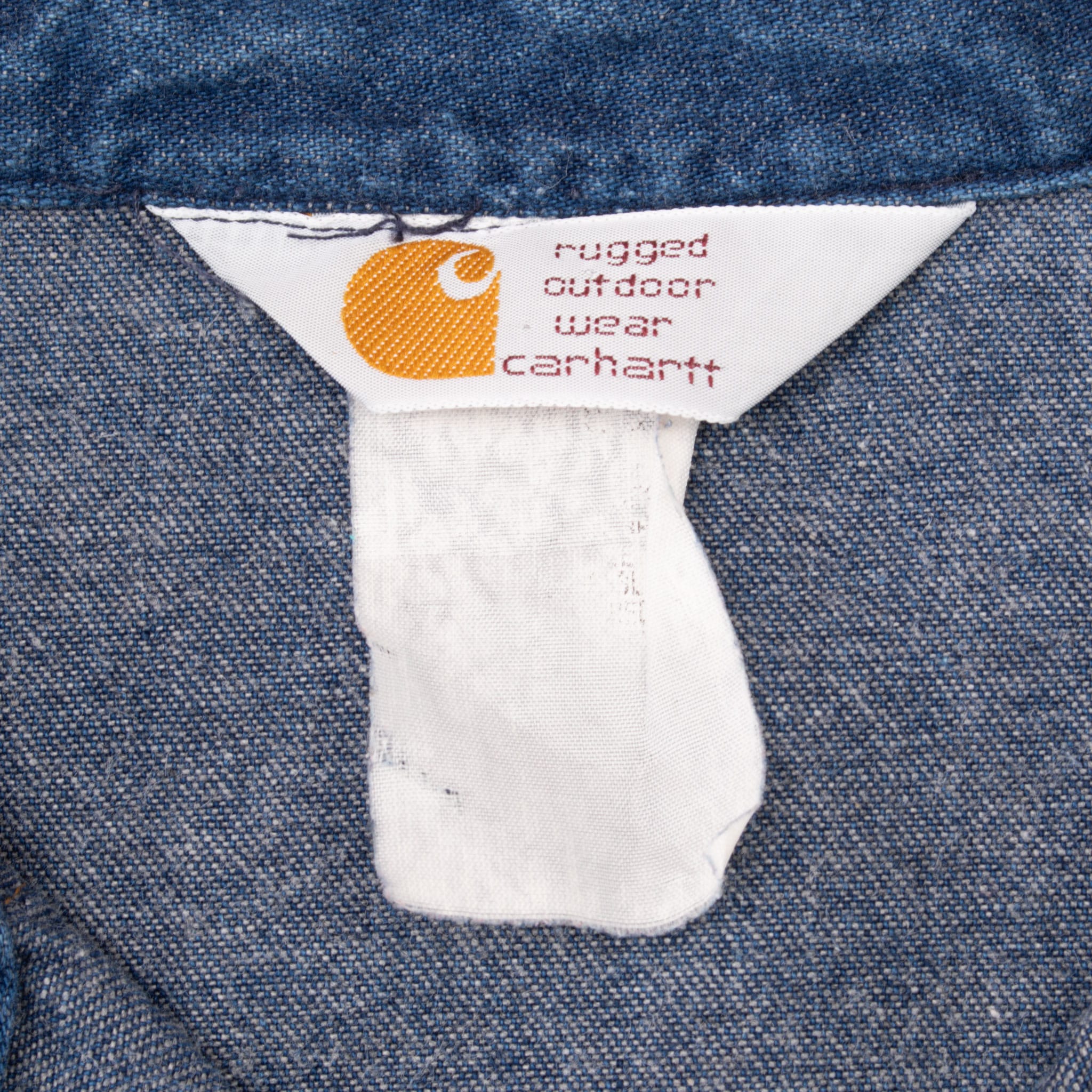 VINTAGE CARHARTT PEARL SNAP BUTTON DENIM BLUE SHIRT 1990S SIZE MEDIUM
