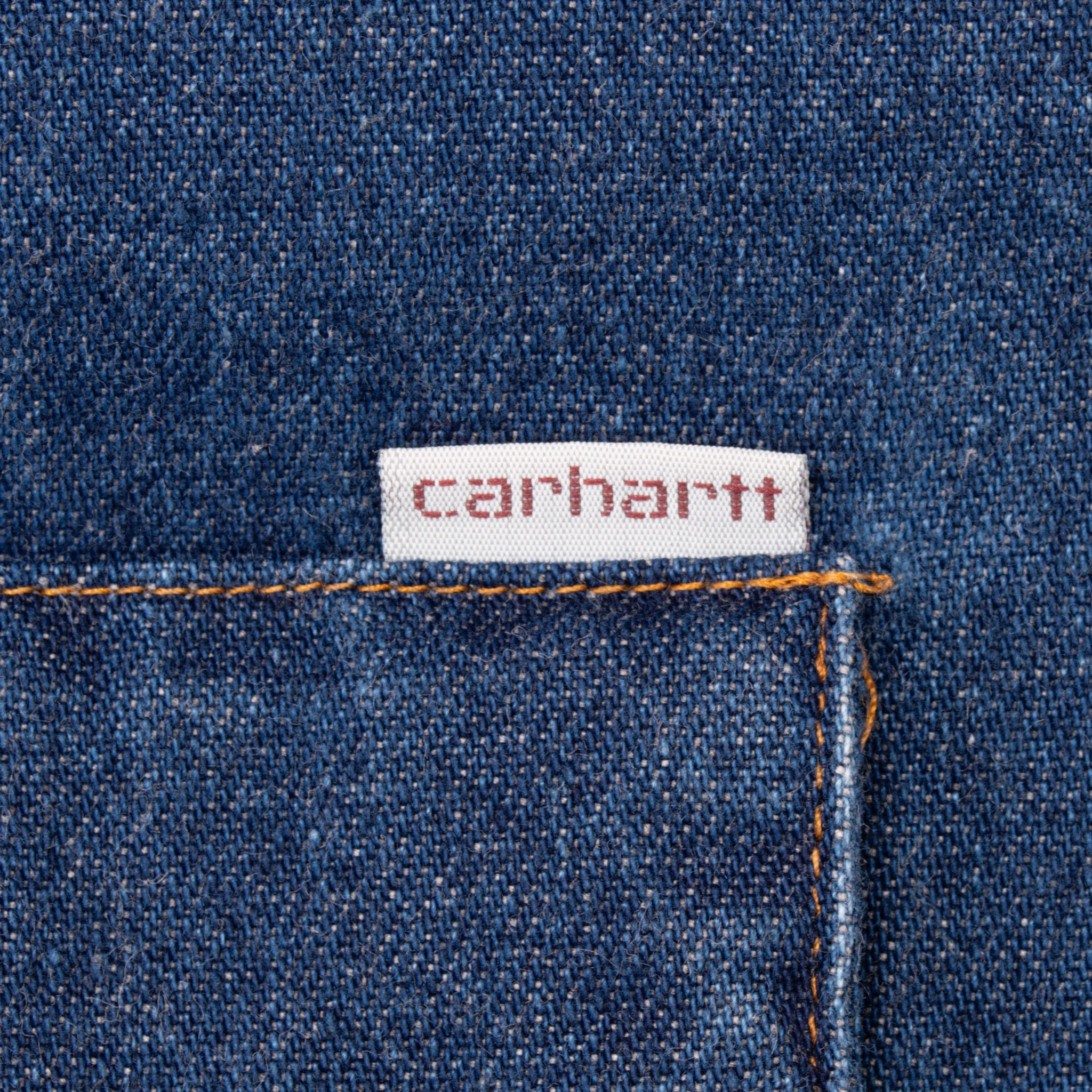 VINTAGE CARHARTT PEARL SNAP BUTTON DENIM BLUE SHIRT 1990S SIZE MEDIUM