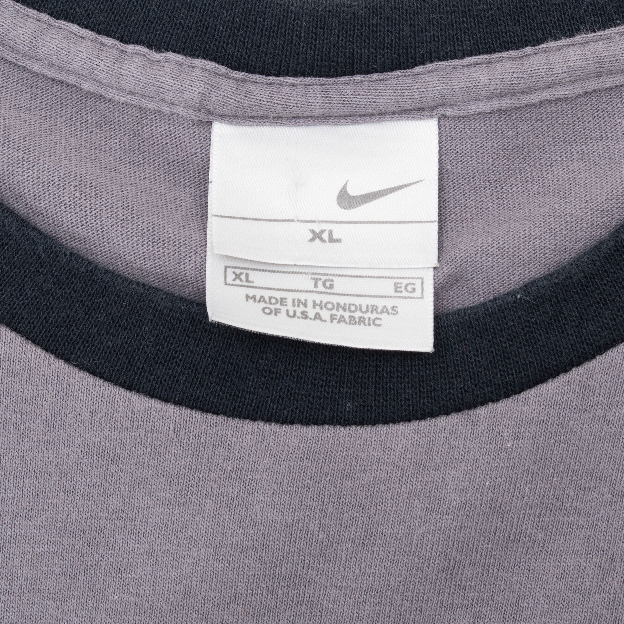 Vintage Nike Spellout Grey Ringer Tee Shirt 2000S Size XL